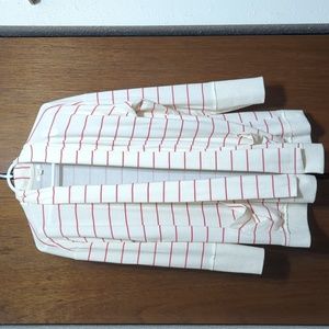 Maurice's White and Pink Striped Cardigan